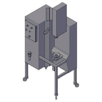 Rear view of Pelamatic industrial cucurbit peeling machine